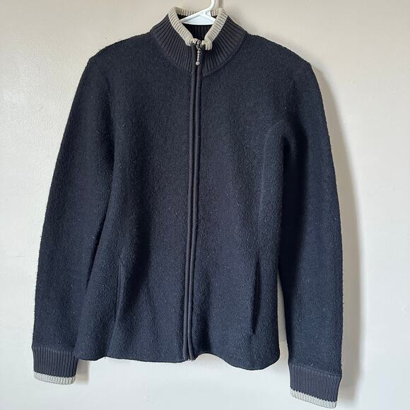 Cabela's Sweaters - Cableas Sweater Womens MEDIUM Full Zip Wool Blend Gorpcore Outdoor Black Hiking